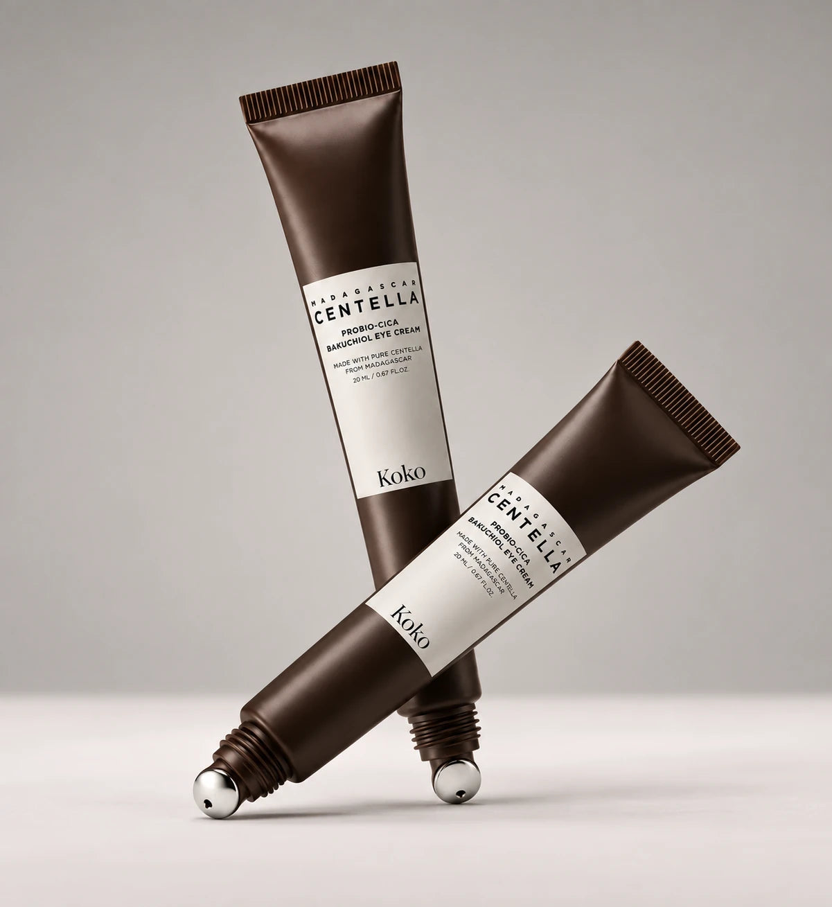Two Koko Peptide Eye Repair tubes with silver applicator tips
